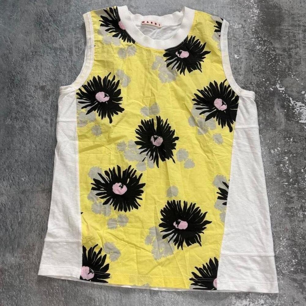 Marni Sleeveless Tank Top Yellow & White Floral Print.